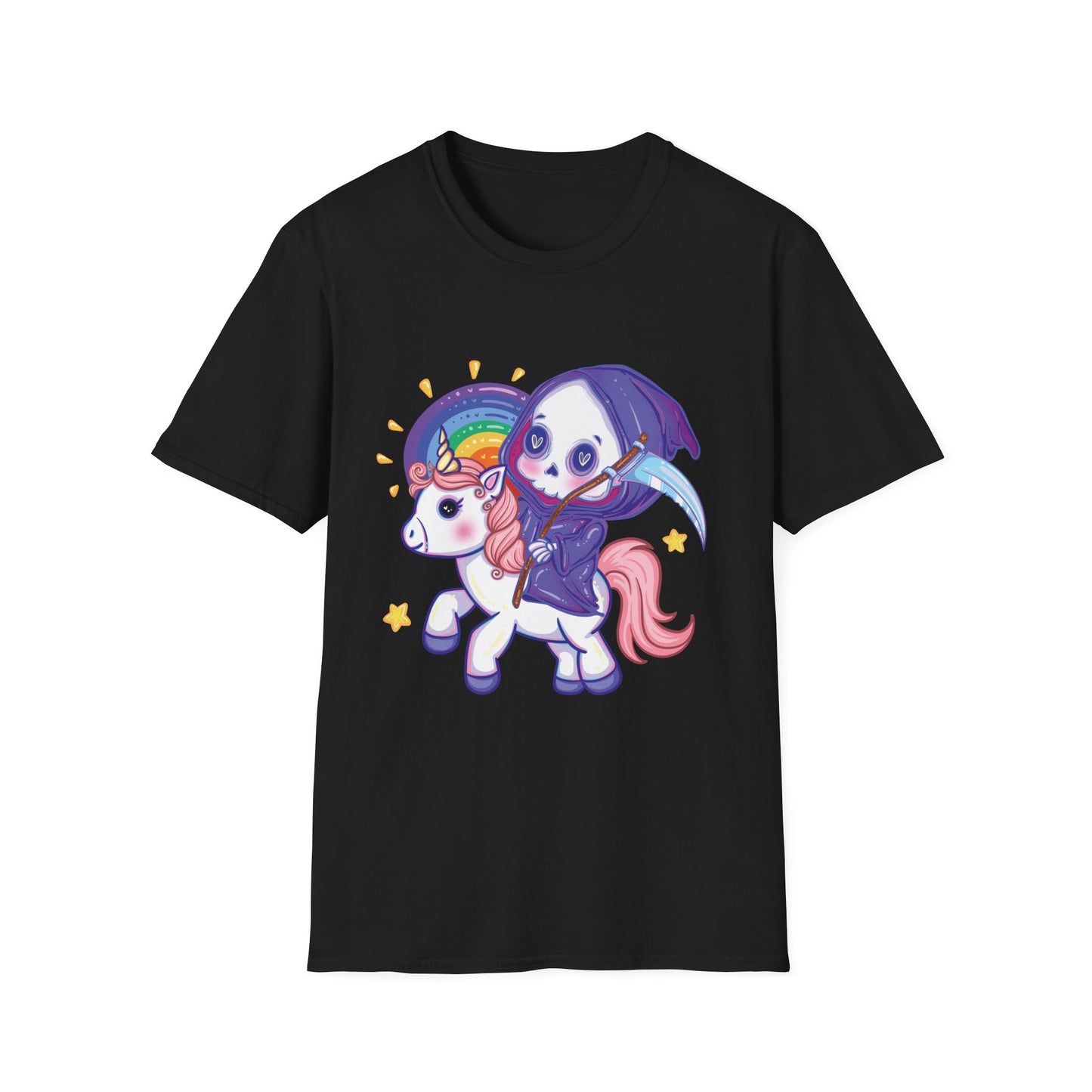 Grim Reaper Riding a Unicorn Graphic Tee
