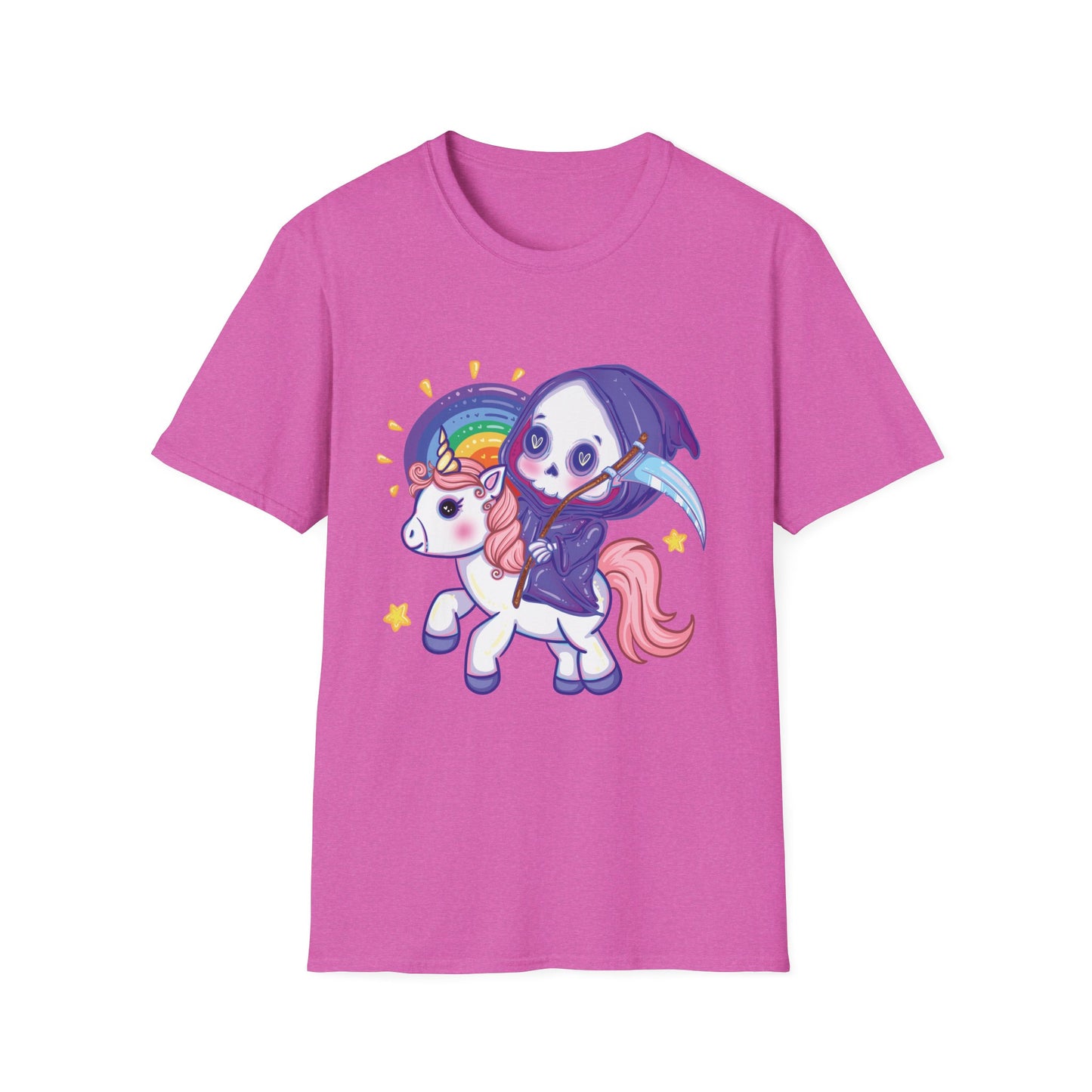 Grim Reaper Riding a Unicorn Graphic Tee