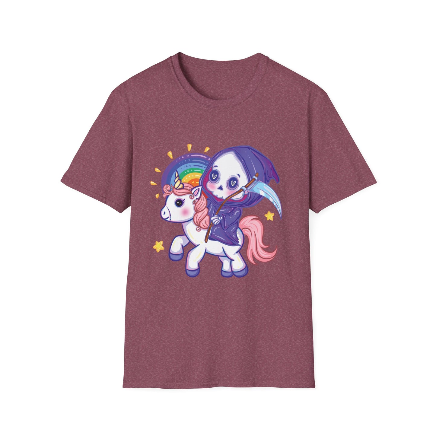 Grim Reaper Riding a Unicorn Graphic Tee