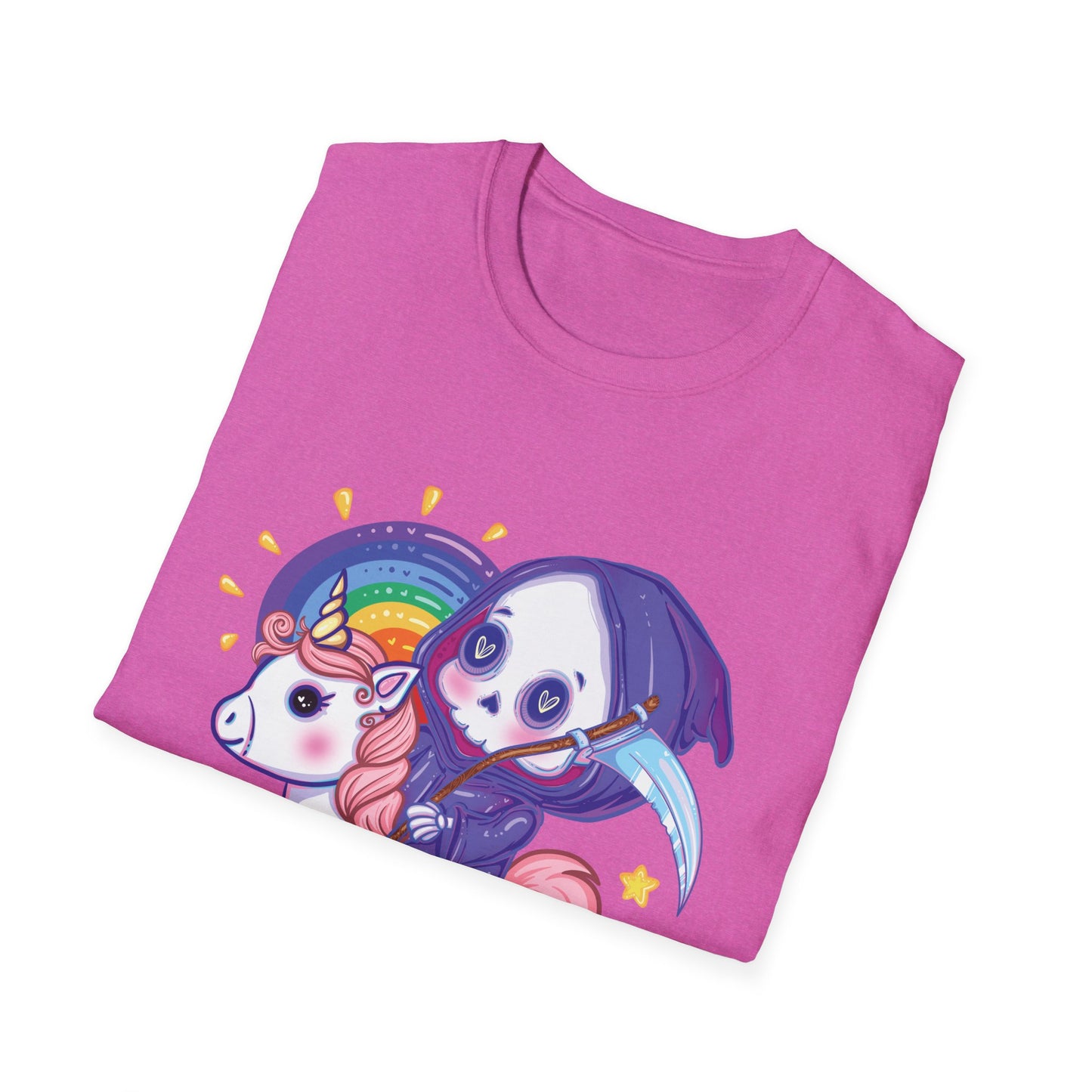 Grim Reaper Riding a Unicorn Graphic Tee