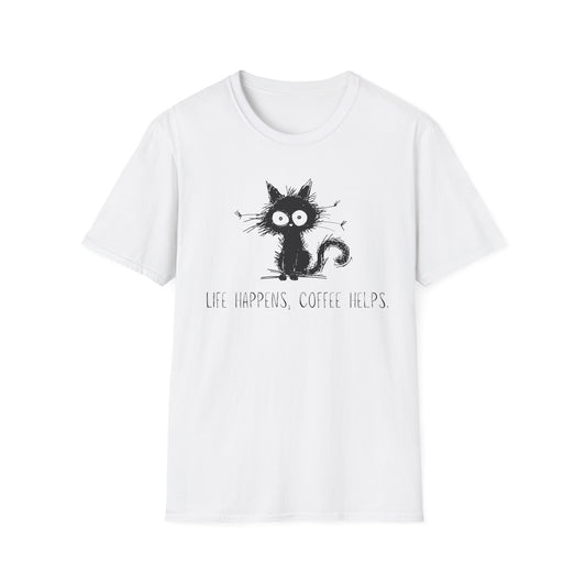 Life Happens, Coffee Helps Cat T-shirt