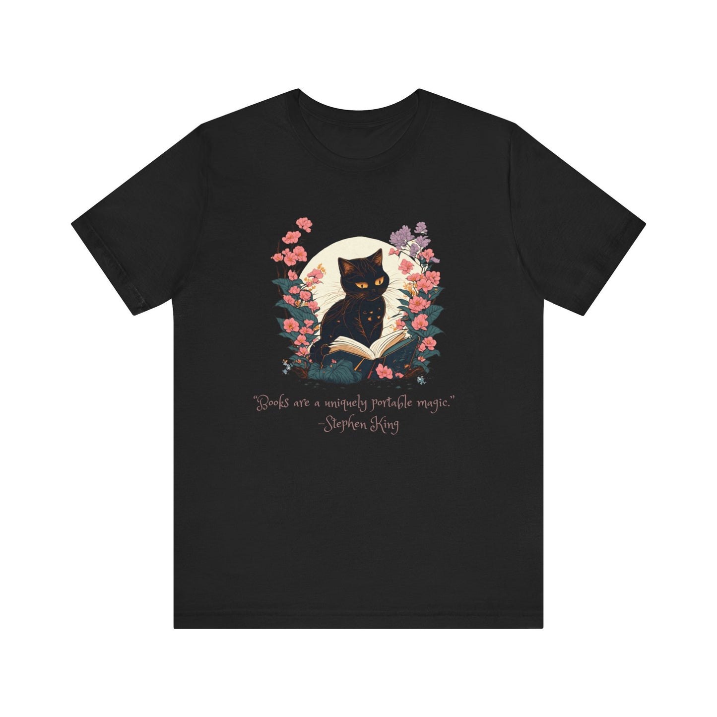 Books are a Uniquely Portable Magic Cat T-shirt