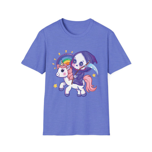 Grim Reaper Riding a Unicorn Graphic Tee